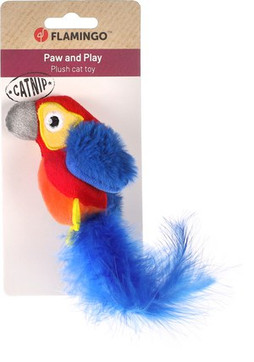 Flamingo f-561434 - Jouet Zingo Rouge avec Herbe à Chat et Plumes