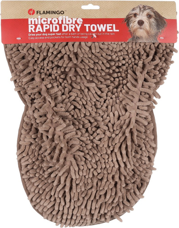 Flamingo f-522583 - Serviette Microfibre pour Chiens avec Poches Pratiques