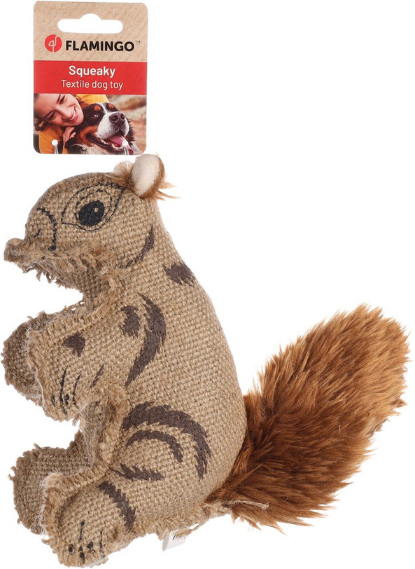 Flamingo f-522752 - Squeaky Jute Squirrel Dog Toy for Endless Fun