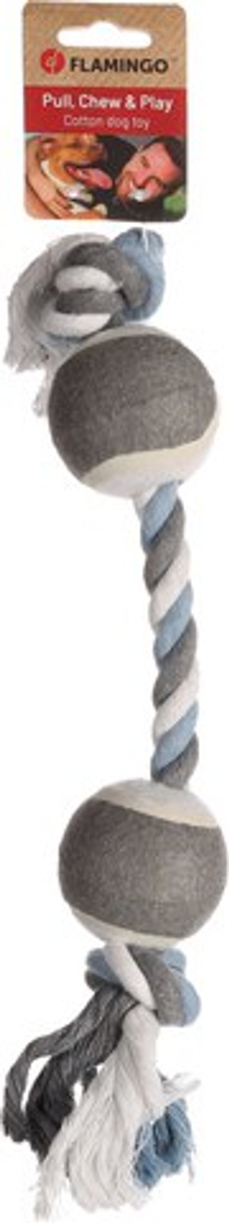 Flamingo f-522720 - Jouet Corde à tirer Duo tennis avec 2 noeuds