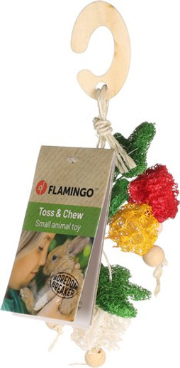 Flamingo f-210393 - Jouet à Mâcher en Loofah et Bois Naturel