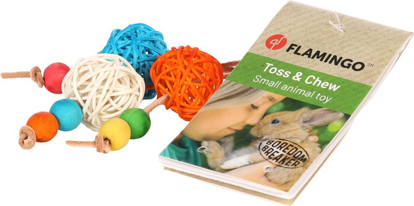 Flamingo f-210400 - Natural Rattan and Wood Dental Nibbling Toy