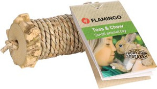 Flamingo f-210386 - Jouet Grignoteur en Bois et Herbe pour Rongeurs