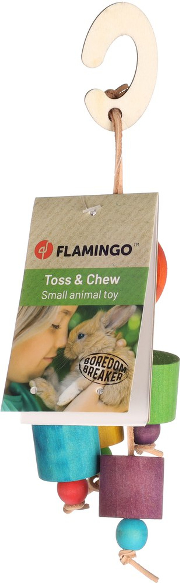 Flamingo f-210408 - Natural Wood and Leather Chew Toy for Pets