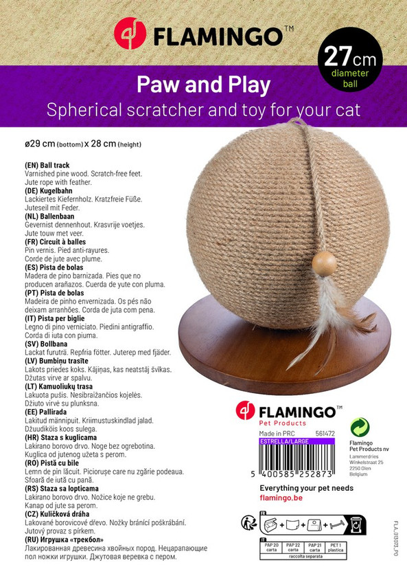 Flamingo f-561472 - Deluxe Pine Wood Cat Scratching Post with Jute Rope