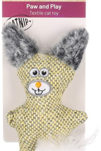 Flamingo f-561488 - Lapin en Peluche Jaune pour Chat avec Herbe à Chat