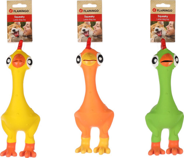 Flamingo f-522963 - Durable Latex Chicken Dog Toy with Sound