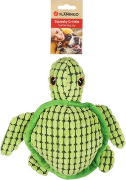 Flamingo f-522957 - Green Turtle Plush Toy with Whistle and Crinkle Sounds