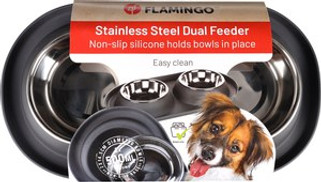 Flamingo f-522984 - Gamelle pour la nourriture et leau Duo Dinner Ovale foncé