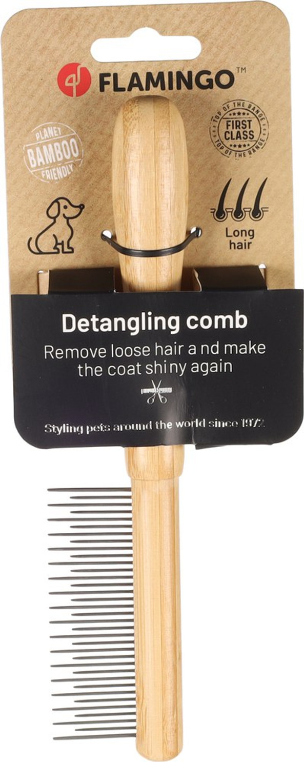 Flamingo f-523066 - Peigne Bambou Pour Chiens à Poils Longs