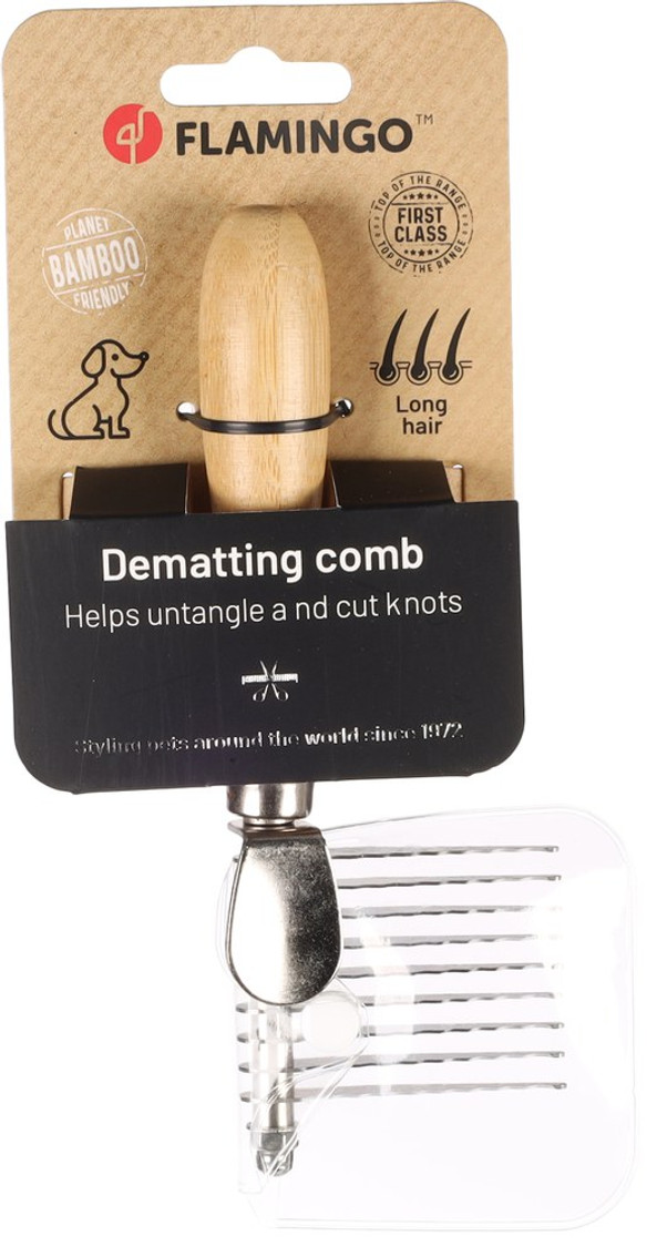 Flamingo f-523064 - Peigne Écologique Démêlant pour Chiens à Poils Longs