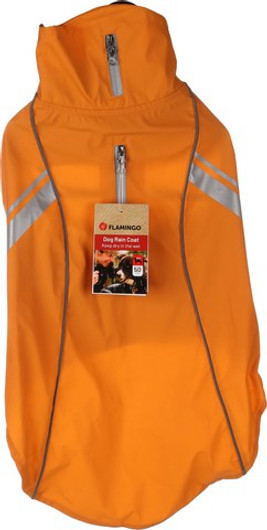 Flamingo f-523180 - Pomi Orange Waterproof Pet Raincoat with Reflective Stripes