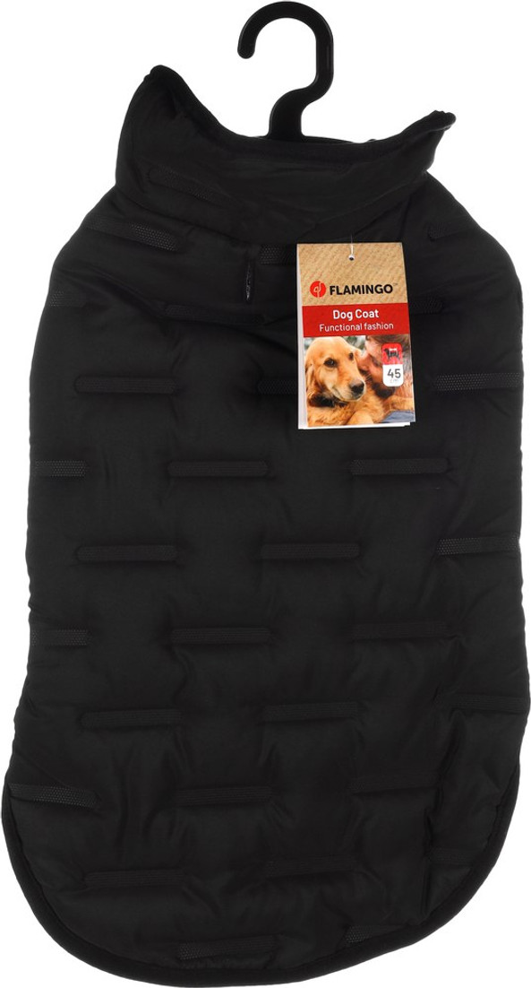 Flamingo f-523152 - All-Weather Black Dog Jacket with Leash Opening