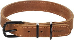 Flamingo f-523285 - Collier Élégant en Cuir Cognac pour Chiens