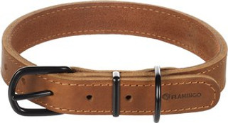 Flamingo f-523285 - Collier Élégant en Cuir Cognac pour Chiens