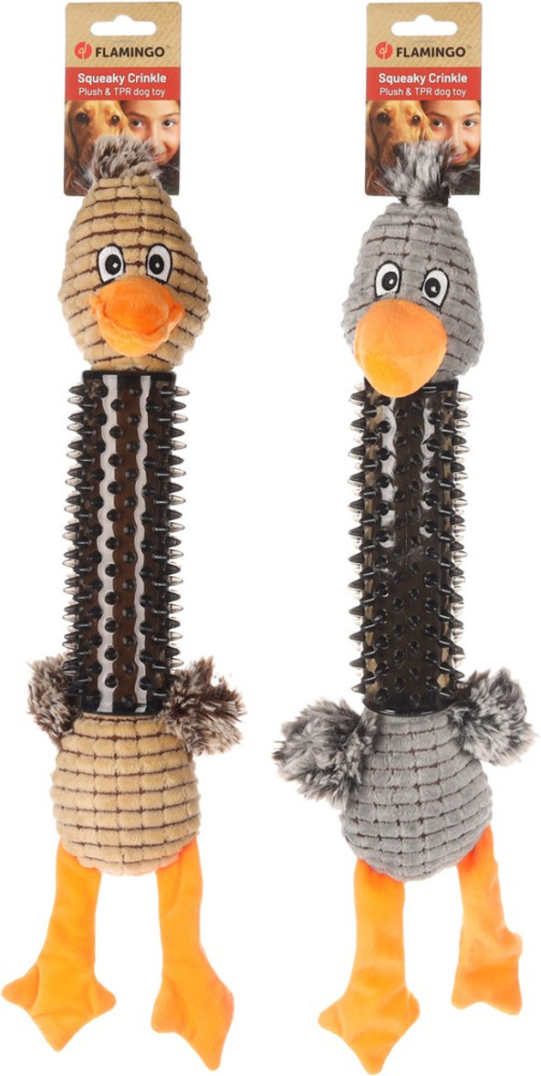 Flamingo f-523332 - Plush Squeaky Duck Dog Toy with Gum Massager