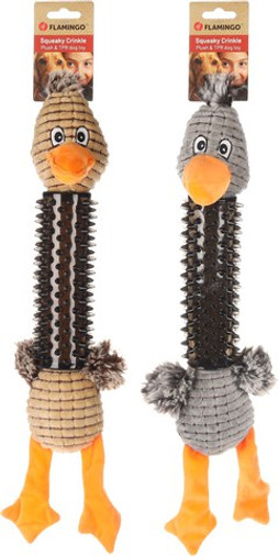 Flamingo f-523332 - Plush Squeaky Duck Dog Toy with Gum Massager