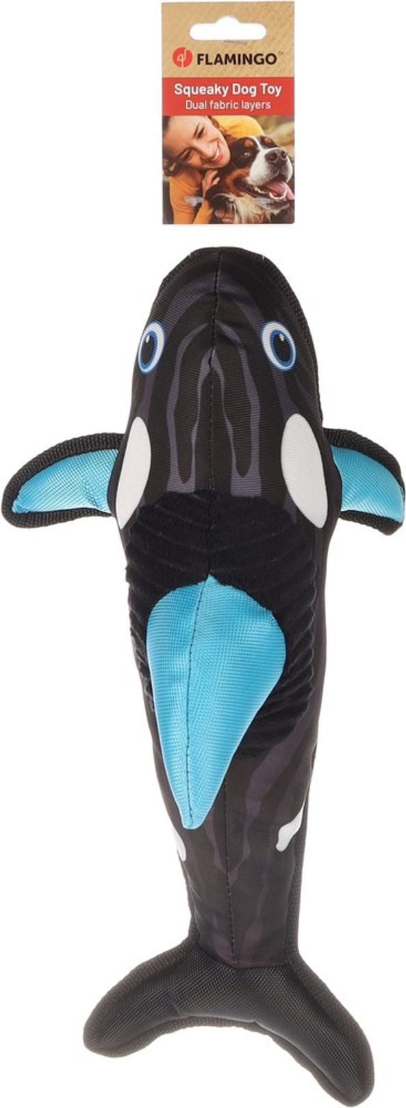 Flamingo f-523331 - Durable Squeaky Orca Dog Toy for Endless Fun