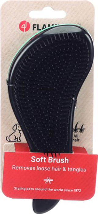 Flamingo f-523457 - Brosse Douce Verte pour Chiens à Poils