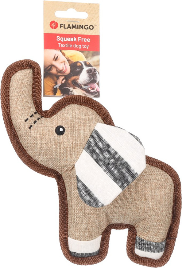 Flamingo f-523563 - Soft Canvas Beige Elephant Dog Toy