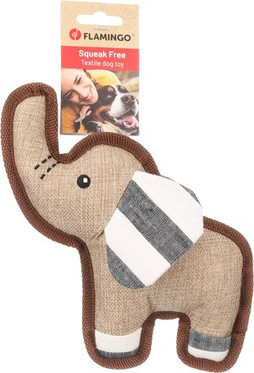 Flamingo f-523563 - Soft Canvas Beige Elephant Dog Toy