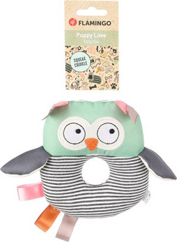 Flamingo f-523619 - Interactive Grey Owl Puppy Toy with Squeaker and Crinkle
