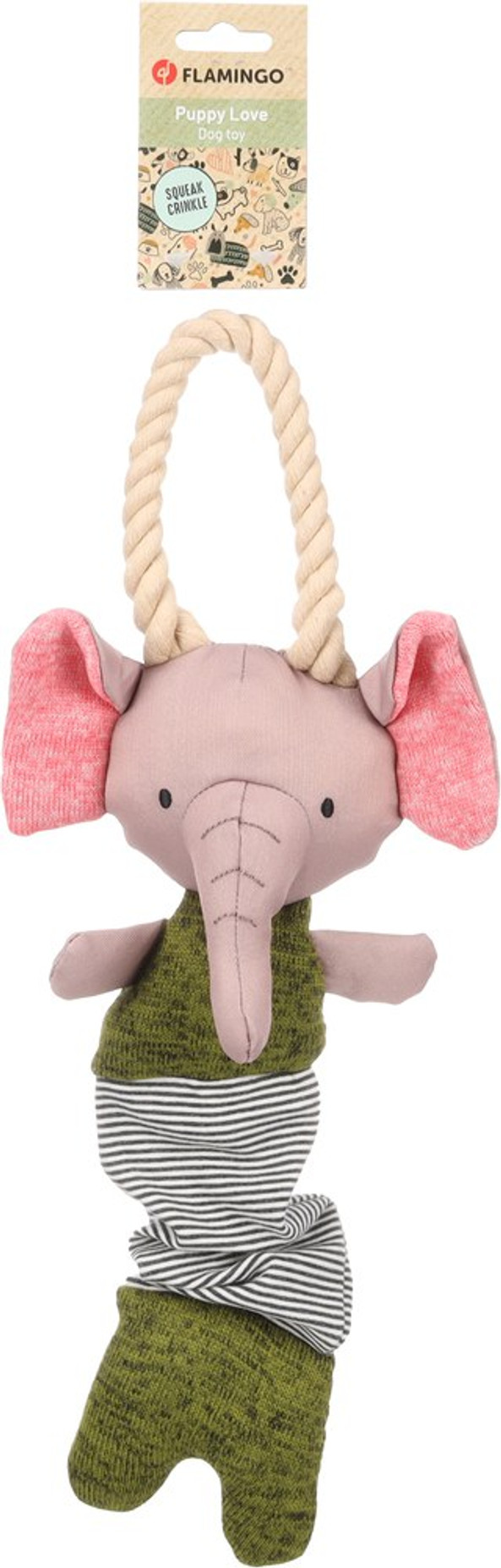 Flamingo f-523621 - Jouet Chiot Éléphant avec corde