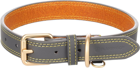 Flamingo f-523645 - Elegant Leather Dog Collar with Gold Buckle