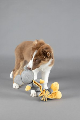 Flamingo f-523703 - Ochre Yellow Puppy Playtime Mouse Toy