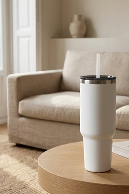 Sydney 1200 ml Kupfer Vakuum Isolierbecher mit Strohhalm - EgotierPro 100802