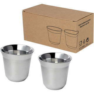 Duo 80 ml RCS certified stainless steel espresso cup set - EgotierPro 100804