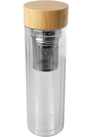 Bailey 400 ml borsilicate glass infuser bottle with bamboo lid - EgotierPro 100810