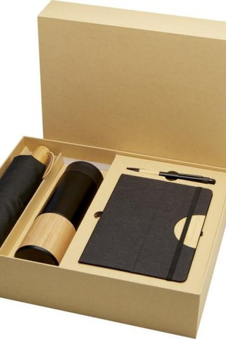 Carmen A5 hard cover notebook and ballpoint pen gift set (black ink) - EgotierPro 107912