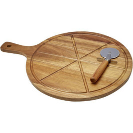 Seasons 113388 - Acacia Wood Pizza Serving Set with Cutter