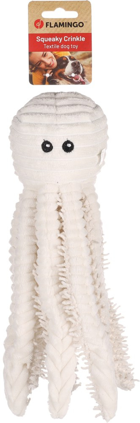 Flamingo f-522502 - Plush Octopus Dog Toy with Squeaker and Crinkle Sounds