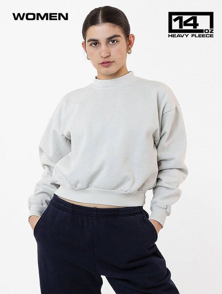 Los Angeles Apparel hf06gd - HF Cropped Mock Neck Pullover