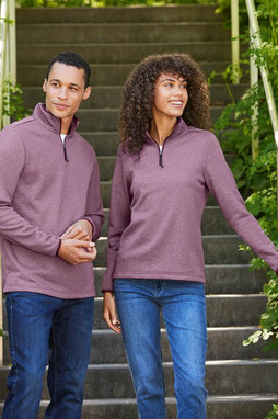 Core365 CE73W - Ladies Venture Heathered Stripe Quarter-Zip