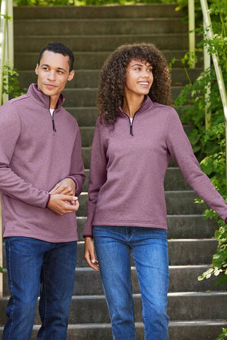 Core365 CE73W - Ladies Venture Heathered Stripe Quarter-Zip