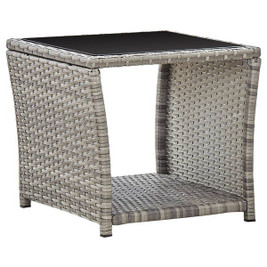 vidaXL 3028899 - Coffee Table 45x45x40 cm Poly Rattan and Glass