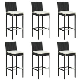 vidaXL 3029197 - Bar Stools with Cushions 6 pcs Poly Rattan