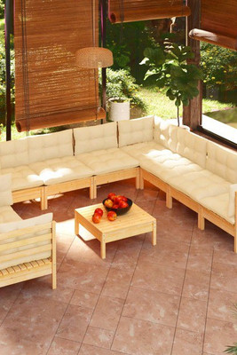 vidaXL 3012514 - 10 Piece Garden Lounge Set with Cushions Solid Pinewood