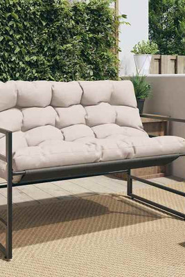 vidaXL 3038397 - Garden Bench with Cushion 113 cm Steel