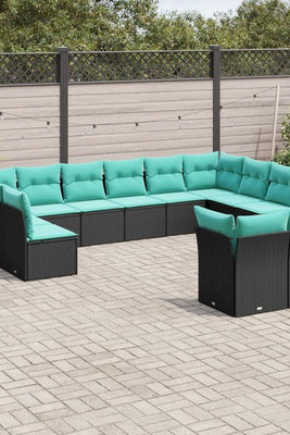 vidaXL 3039215 - 12 Piece Garden Sofa Set with Cushions Poly Rattan