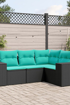 vidaXL 3040349 - 4 Piece Garden Sofa Set with Cushions Poly Rattan