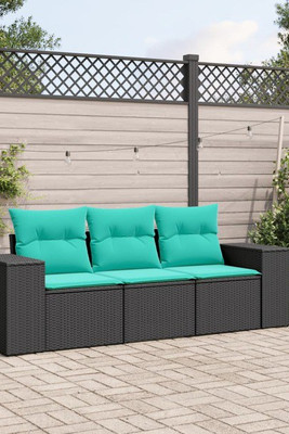 vidaXL 3040333 - 3 Piece Garden Sofa Set with Cushions Poly Rattan