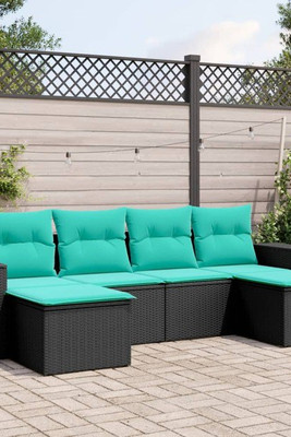 vidaXL 3040370 - 6 Piece Garden Sofa Set with Cushions Poly Rattan