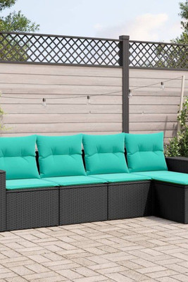 vidaXL 3040348 - 5 Piece Garden Sofa Set with Cushions Poly Rattan