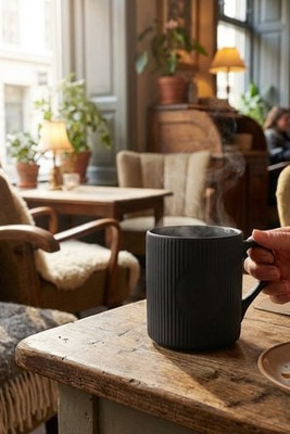 RIBMUG Ribbed ceramic mug mat 340 ml - GiftRetail MO2397