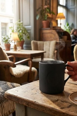 RIBMUG Ribbed ceramic mug mat 340 ml - GiftRetail MO2397