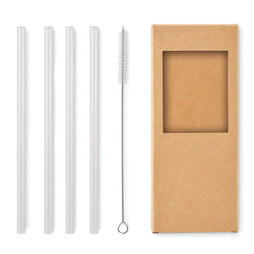 GiftRetail MO2452 - GLAW 4 pailles verre réutilisables